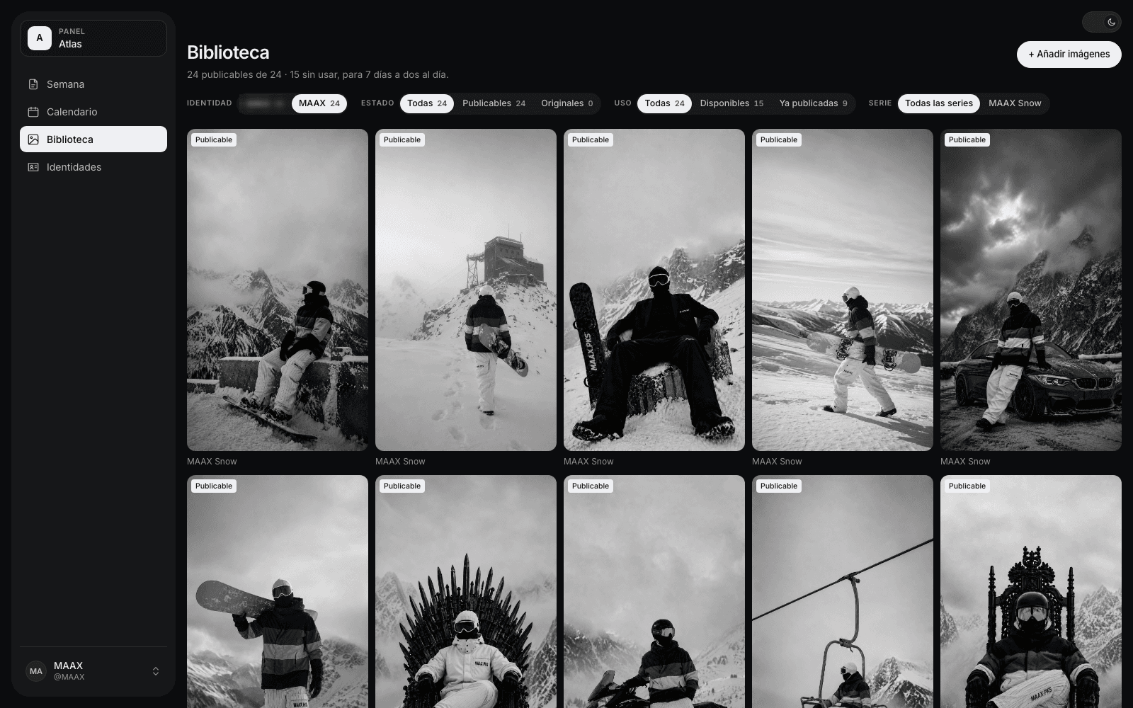 Captura del proyecto Atlas — Contenido automático para redes