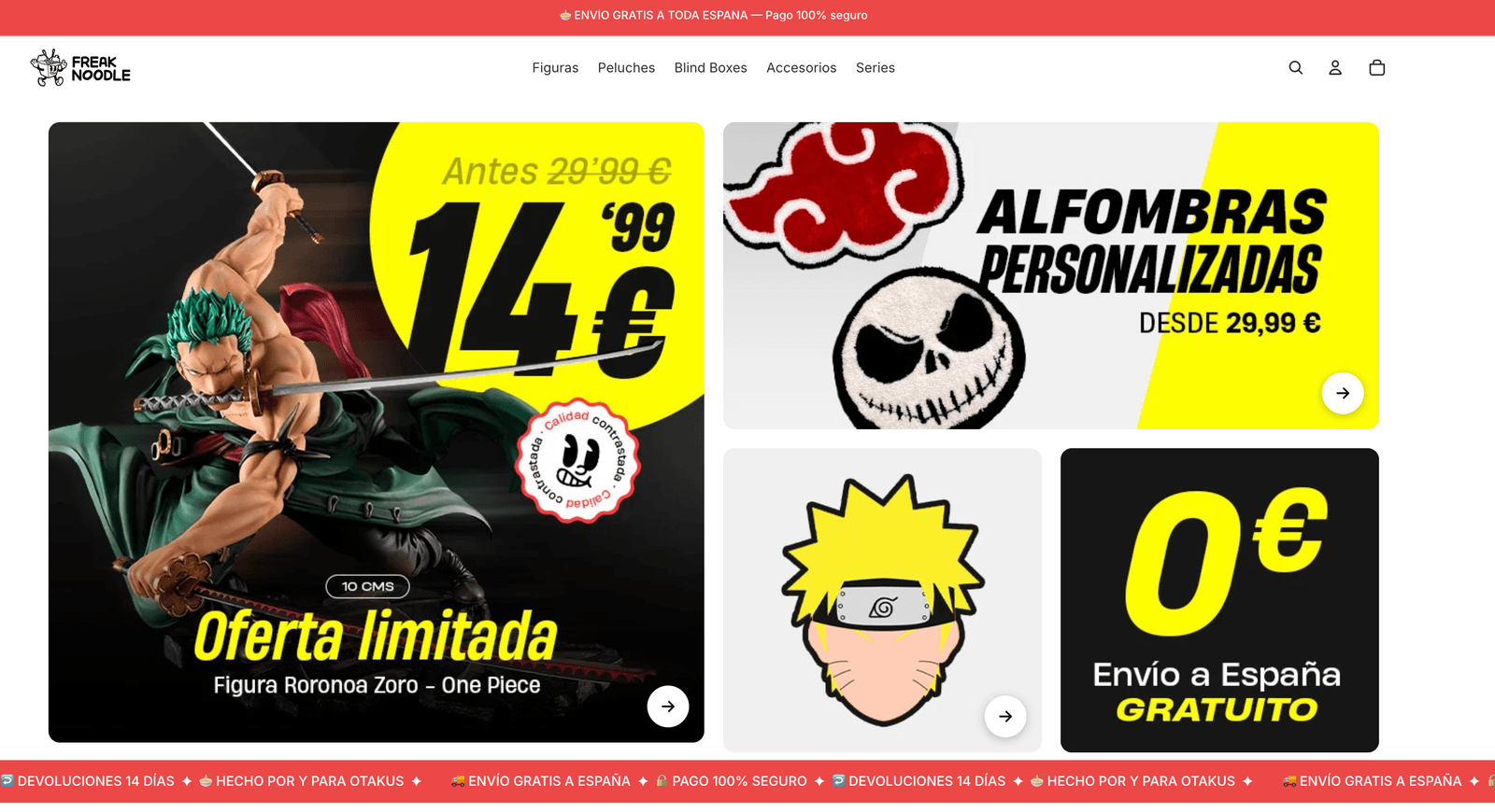 Captura del proyecto FreakNoodle — Tienda online de anime